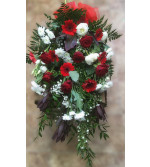 Red and White Sheaf funerals Flowers